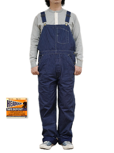 HEAD LIGHT（ヘッドライト） 】 【 9oz. 】 ウォバッシュストライプオーバーオール [ WABASH STRIPE LOW BACK  OVERALLS ] [ 実名復刻モデル ] - Lua