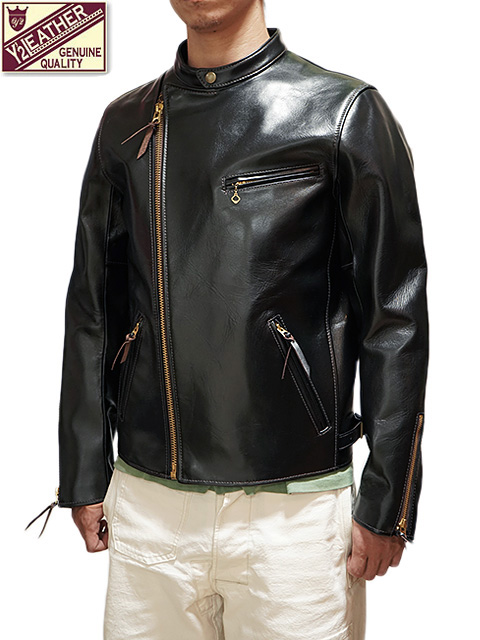 激安取寄 Y2 leather 斜めジップ ブラック ライダースジャケット