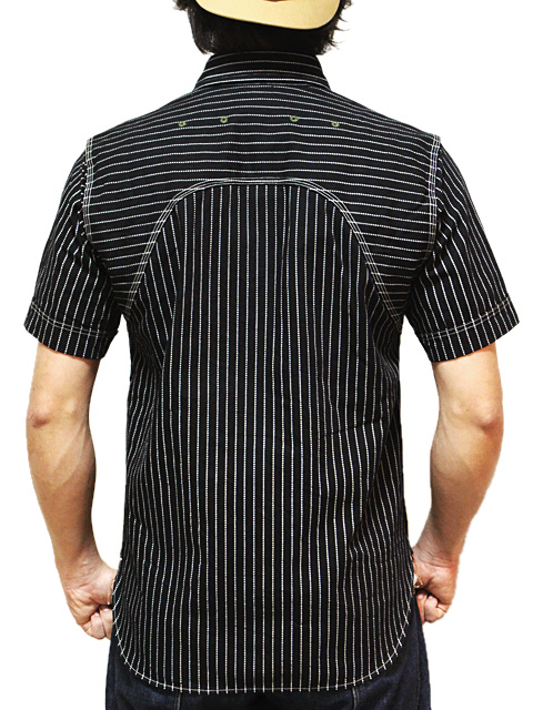 JELADO（ジェラード） 】 半袖ブラックウォバッシュストライプワークシャツ [ Ventilation Work Shirts ] - Lua