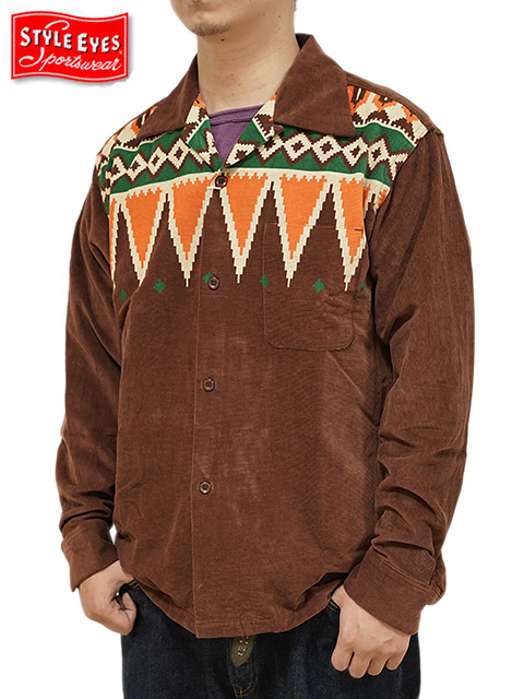 STYLE EYES（スタイルアイズ） 】 コーデュロイオープンカラーシャツ [ Corduroy Sports Shirt ] [  GUATEMALA ] [ BROWN ] - Lua