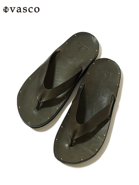 vasco（ヴァスコ） 】 レザートングサンダル [ Leather Marine Sandal ] [ OLIVE ] - Lua