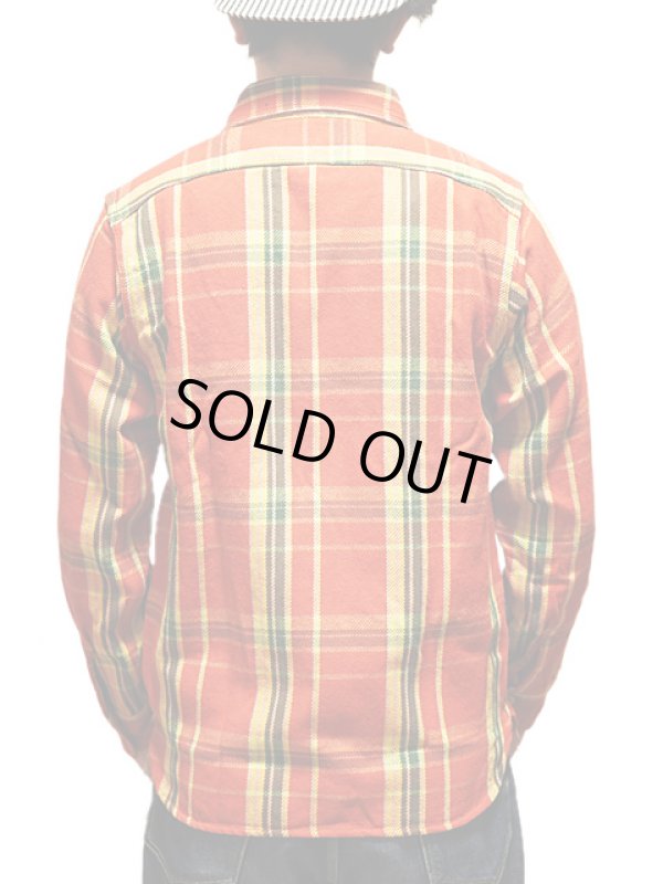 画像2: 【 Pherrow's（フェローズ） 】　ヘビーウェイトフランネルチェックシャツ　[ オレンジ x グリーン ]