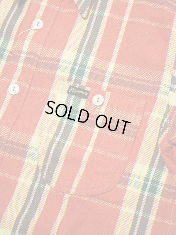 画像4: 【 Pherrow's（フェローズ） 】　ヘビーウェイトフランネルチェックシャツ　[ オレンジ x グリーン ]