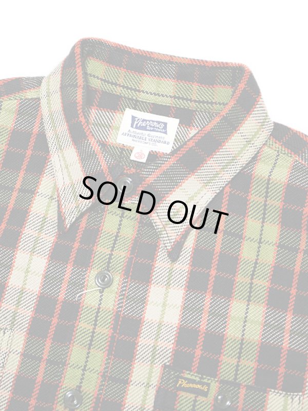 画像3: 【 Pherrow's（フェローズ） 】　ヘビーウェイトフランネルチェックシャツ　[ ブラック x グリーン ]