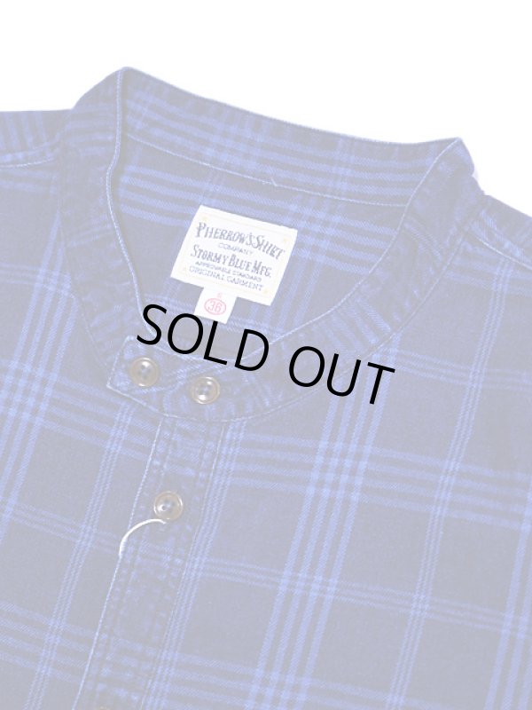 画像3: 【 Pherrow's（フェローズ） 】　バンドカラープルオーバーワークシャツ　[ Band Coller Pullover Work Shirts ]　[ INDIGO CHECK ]