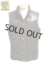 画像: 【 SUGAR CANE（シュガーケン） 】 コットンナイロンレザーヨークダウンベスト [ COTTON/NYLON LEATHER YOKE DOWN VEST ] 再入荷！