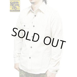 画像: 【 SUGAR CANE（シュガーケン） 】  【 8.5oz. 】 WHITE WABASH STRIPE WORK SHIRTS [ FICTION ROMANCE ] 再入荷！