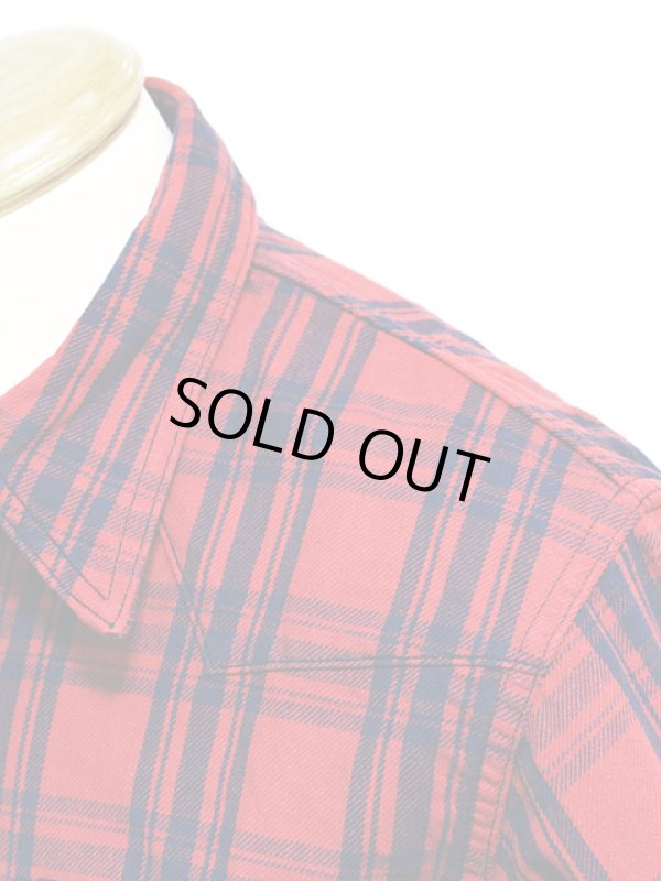 画像3: 【 Pherrow's（フェローズ） 】 インディゴチェックウエスタンシャツ [ レッド×インディゴ ]