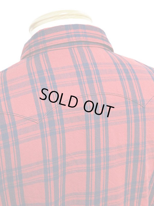 画像4: 【 Pherrow's（フェローズ） 】 インディゴチェックウエスタンシャツ [ レッド×インディゴ ]