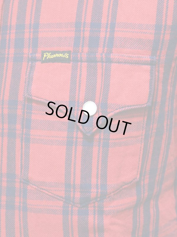 画像5: 【 Pherrow's（フェローズ） 】 インディゴチェックウエスタンシャツ [ レッド×インディゴ ]