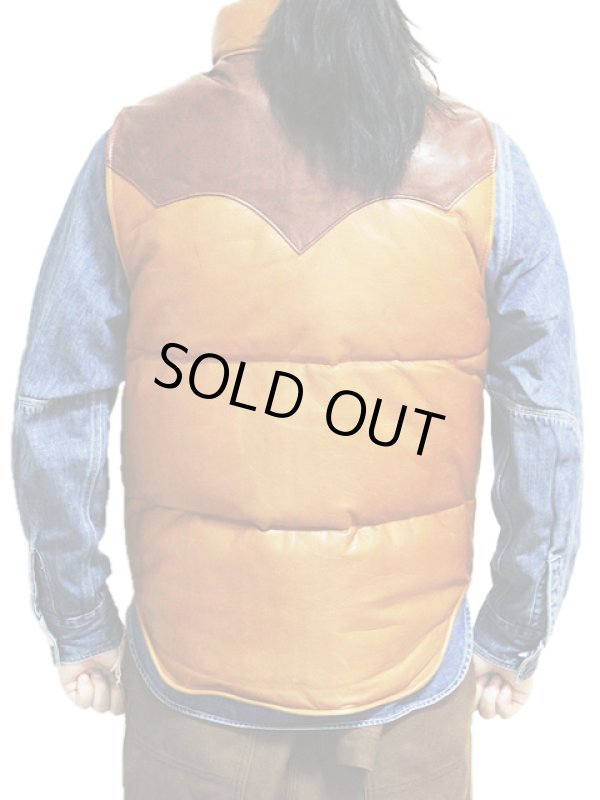 画像2: 【 Y'2 LEATHER（ワイツーレザー） 】　ホースハイド  x ステアオイルダウンベスト [ 馬革×牛革 ]  [ CAMEL x BROWN ]