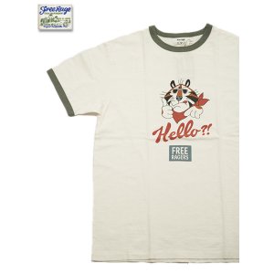 画像: 【 FREE RAGE 】　リンガープリントTシャツ [ Hello?! ] [ WHITE x GREEN ] 【 メール便可 】