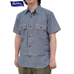 画像: 【 Pherrow's（フェローズ） 】　半袖ラウンドヨークワークシャツ　[ Round York Work Shirts ] [ Blue Chambray ]