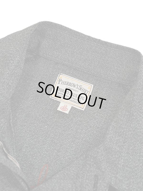 画像13: 【 Pherrow's（フェローズ） 】　撚り杢ラグランワークシャツ [ Covert Raglan Sleeve Work Shirts ] [ Optical Specs ] [ BLACK ]