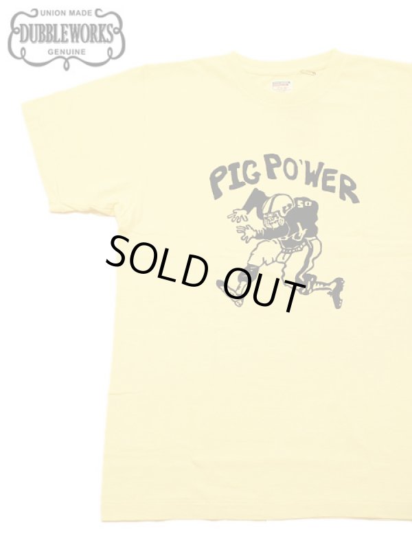 画像1: 【 DUBBLEWORKS（ダブルワークス） 】　プリントTシャツ [ Printed Tee ] [ PIG POWER ] [ PALE YELLOW ] 【 メール便可 】