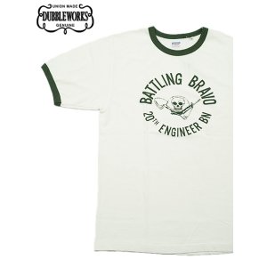 画像: 【 DUBBLEWORKS（ダブルワークス） 】　リンガーTシャツ [ Ringer Tee ] [ BATTLING ] [ OFF WHITE x GREEN ] 【 メール便可 】