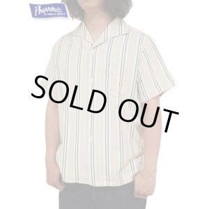 画像: 【 Pherrow's（フェローズ） 】 半袖ストライプイタリアンカラーシャツ [  ITALIAN COLLAR SHIRTS ] [ PINK ] 【 メール便可 】