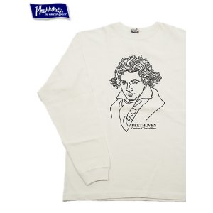 画像: 【 Pherrow's（フェローズ） 】　プリント L/S T-Shirts　[ ヴェートーベン ] [ WHITE ]【 メール便可 】