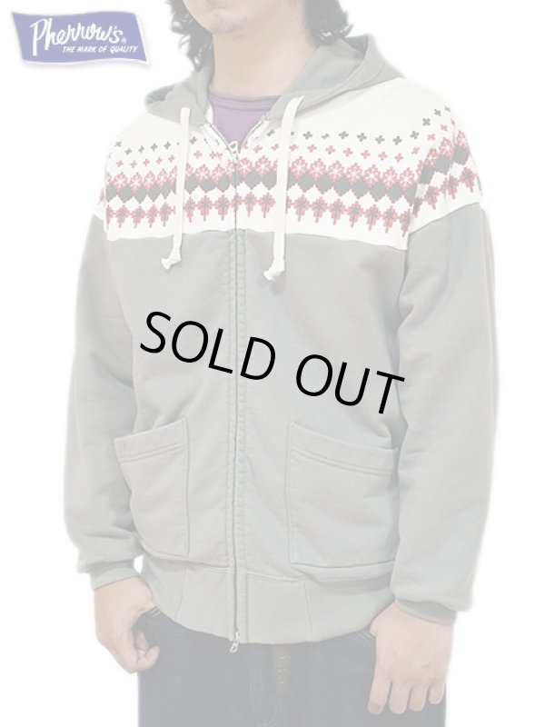 画像9: 【 Pherrow's（フェローズ） 】　雪柄スウェットパーカー [ Snow Pattern Sweat Parka ] [ BLACK ]