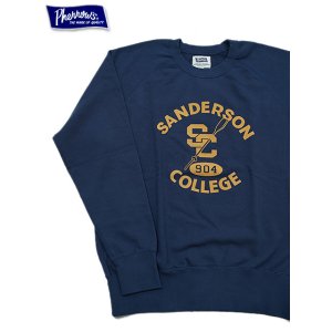 画像: 【 Pherrow's（フェローズ） 】　フロッキープリントスウェット [ SANDERSON COLLEGE ] [ NAVY ]