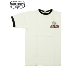 画像: 【 DUBBLEWORKS（ダブルワークス） 】　リンガーTシャツ [ Ringer Tee ] [ BULLDOG ] [ OFF WHITE x BLACK ] 【 メール便可 】