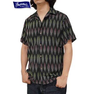 画像: 【 Pherrow's（フェローズ） 】 COTTON OPEN SHIRT [ IKAT DESIGN ] [ BLACK ] 【 メール便可 】