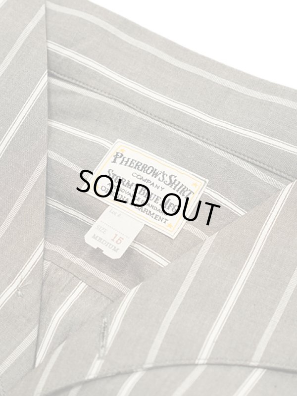 画像7: 【 Pherrow's（フェローズ） 】 半袖ストライプイタリアンカラーシャツ [  ITALIAN COLLAR SHIRTS ] [ CHARCOAL STRIPE ] 【 メール便可 】