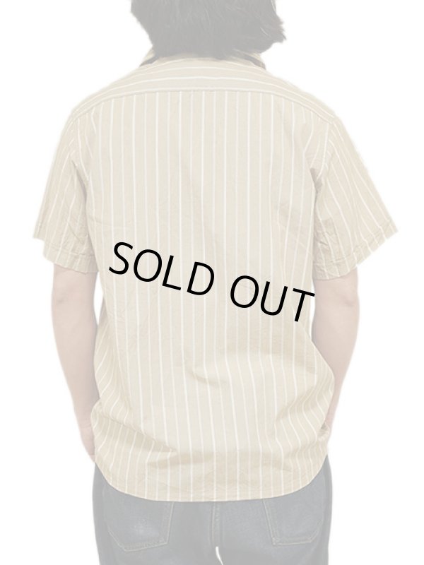 画像2: 【 Pherrow's（フェローズ） 】 半袖ストライプイタリアンカラーシャツ [  ITALIAN COLLAR SHIRTS ] [ BEIGE STRIPE ] 【 メール便可 】