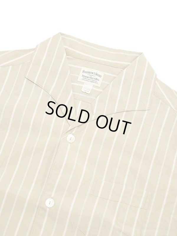 画像3: 【 Pherrow's（フェローズ） 】 半袖ストライプイタリアンカラーシャツ [  ITALIAN COLLAR SHIRTS ] [ BEIGE STRIPE ] 【 メール便可 】