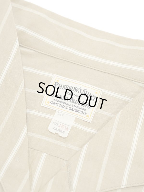 画像7: 【 Pherrow's（フェローズ） 】 半袖ストライプイタリアンカラーシャツ [  ITALIAN COLLAR SHIRTS ] [ BEIGE STRIPE ] 【 メール便可 】