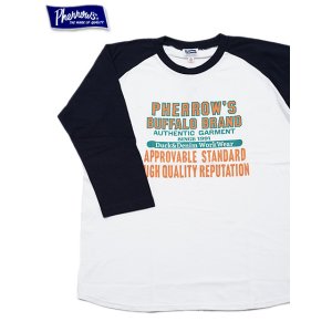 画像: 【 Pherrow's（フェローズ） 】　Baseball Tee　[ BUFFALO BRAND ] [ NAVY x WHITE ]【 メール便可 】