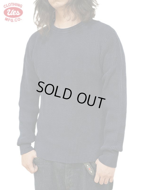 画像1: 【 UES（ウエス） 】 インディゴビッグワッフルクルーネックTシャツ [ Crew Neck Thermal ] [ Indigo ]