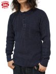 画像1: 【 UES（ウエス） 】 インディゴビッグワッフルヘンリーネックTシャツ [ Henley Neck Thermal ] [ Indigo ]