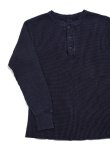 画像3: 【 UES（ウエス） 】 インディゴビッグワッフルヘンリーネックTシャツ [ Henley Neck Thermal ] [ Indigo ]