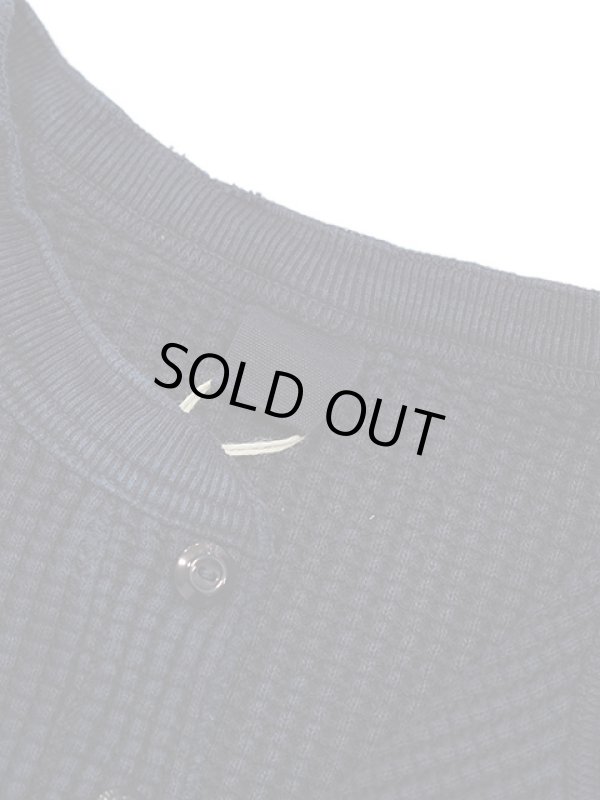 画像8: 【 UES（ウエス） 】 インディゴビッグワッフルヘンリーネックTシャツ [ Henley Neck Thermal ] [ Indigo ]