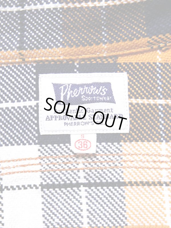 画像10: 【 Pherrow's（フェローズ） 】　ヘビーウェイトフランネルチェックシャツ　[ オレンジ × ネイビー ]