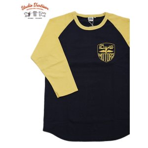 画像: 【 STUDIO D'ARTISAN（ステュディオダルチザン） 】 ラグラン7分袖Tシャツ [ DARTI MOTORS ] [  NAVY x YELLOW ] 【 メール便可 】