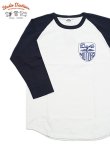 画像1: 【 STUDIO D'ARTISAN（ステュディオダルチザン） 】 ラグラン7分袖Tシャツ [ DARTI MOTORS ] [ WHITE x NAVY ] 【 メール便可 】