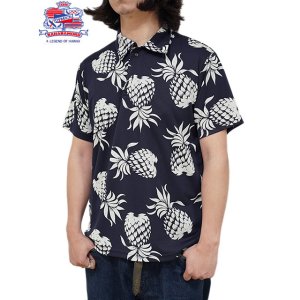 画像: 【 DUKE KAHANAMOKU（デュークカハナモク） 】　半袖ハワイアンポロシャツ [ DUKE'S PINEAPPLE ] [ COOLMAX ] [ NAVY ]【 メール便可 】
