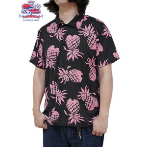 画像: 【 DUKE KAHANAMOKU（デュークカハナモク） 】　半袖ハワイアンポロシャツ [ DUKE'S PINEAPPLE ] [ COOLMAX ] [ BLACK ]【 メール便可 】