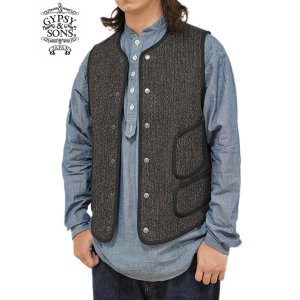 画像: 【 GYPSY & SONS（ジプシー&サンズ） 】　ビーチクロスベスト　[ BEACH CROTH WAIST COAT ] [ BLACK ]