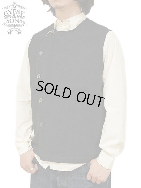 画像1: 【 GYPSY & SONS（ジプシー&サンズ） 】　リネンベスト　[ M/C Waist Coat ] [ BLACK ]