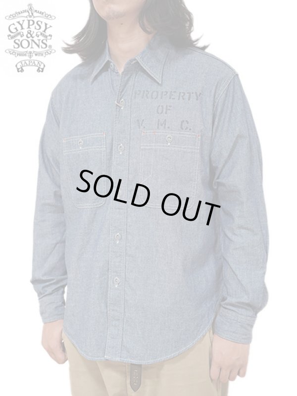 画像1: 【 GYPSY & SONS（ジプシー&サンズ） 】　シャンブレーワークシャツ 　[ 5oz CHAMBRAY WORK SHIRTS ] [ BLUE ] [ One Wash ]