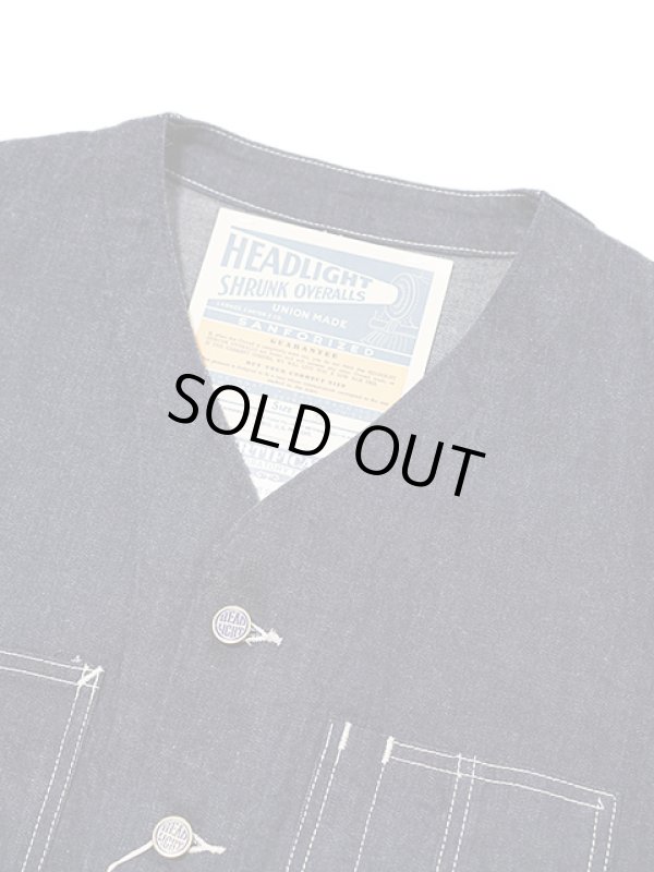 画像3: 【 HEAD LIGHT（ヘッドライト） 】　10oz. BLUE DENIM VEST (FULL SLEEVES) [ 実名復刻モデル ]