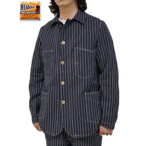 画像: 【 HEAD LIGHT（ヘッドライト） 】 【 8oz. 】 SPECIAL WOOVEN STRIPE DENIM WORK COAT インディゴストライプワークコート [ 実名復刻モデル ]