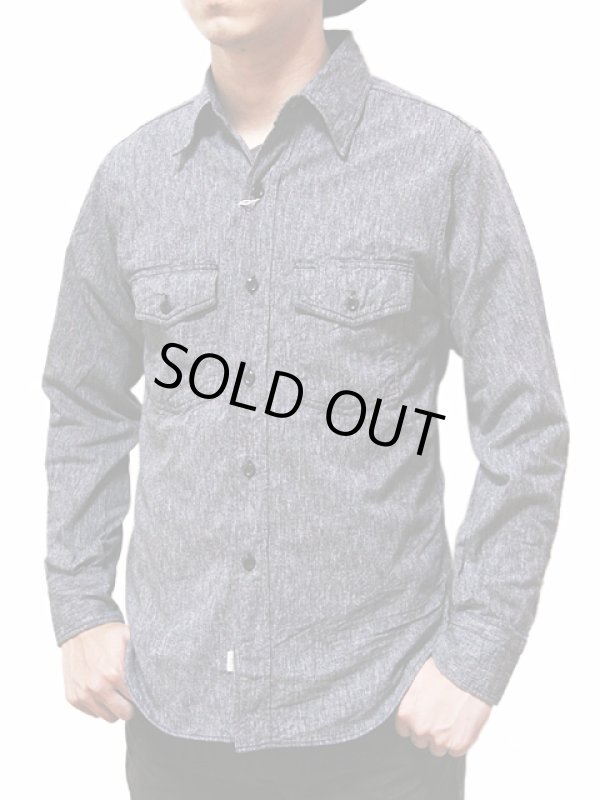 画像2: 【 HEAD LIGHT（ヘッドライト） 】　長袖チェーン刺繍カスタム杢シャンブレーワークシャツ　[ Covert Work Shirt ]