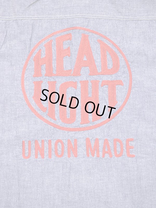 画像8: 【 HEAD LIGHT（ヘッドライト） 】　チェーン刺繡入りシャンブレーワークシャツ　[ 5oz. Shambray Work Shirt ]