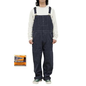 画像: 【 HEAD LIGHT（ヘッドライト） 】 【 8oz. 】 SPECIAL WOOVEN STRIPE DENIM LOW BACK OVERALL インディゴストライプローバックオーバーオール [ 実名復刻モデル ]