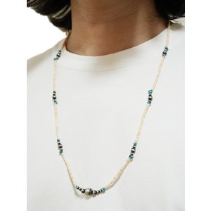 画像: 【 Indian Jewelry（インディアン ジュエリー） 】 ナバホビーズネックレス [ Navajo Silver x  Turquoise x White Shell ] [ 72cm ] 【 メール便可 】