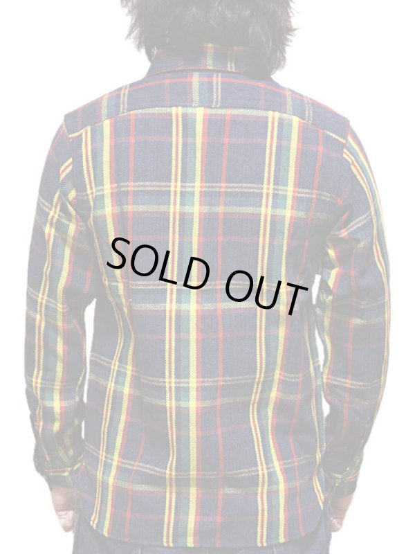 画像2: 【 Pherrow's（フェローズ） 】 ヘビーウェイトフランネルチェックシャツ  [ ネイビー×イエロー ]